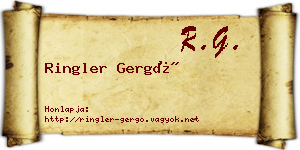Ringler Gergő névjegykártya